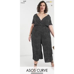 ASOS curve jumpsuit black and white polka dot